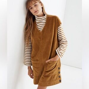 Madewell Corduroy Dress in Mustard Brown